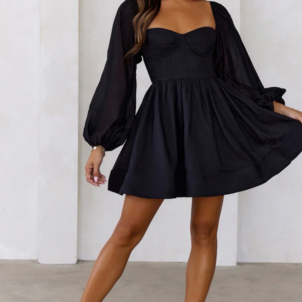 Modern love story  Sweetheart Neck Puff Sleeve Mini Dress
